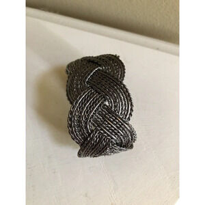 Vintage Antique‎ Silver Chunky Heavy Braided Oversized Cuff Bangle Bracelet